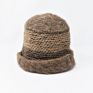 Azerbaijan 100% wool vintage winter knitted hat - brown